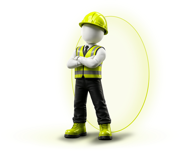 Mascot with arms folded